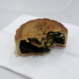 Black sesame egg yolk mooncake Black sesame egg yolk mooncake