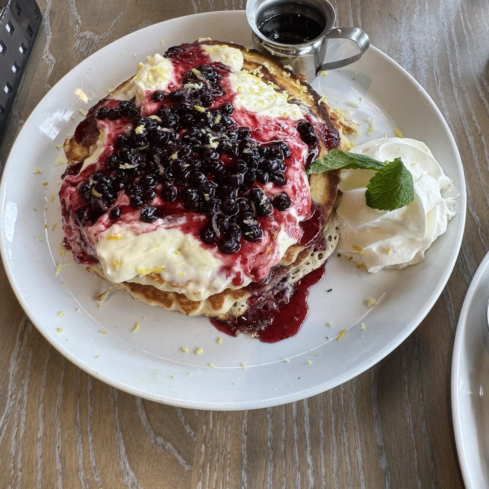 The Hen - Lemon blueberry cheesecake pancakes. - Breakfast & Brunch Near Me - Ann Arbor, Michigan