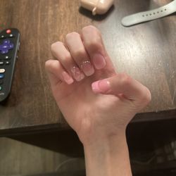 Angel Nail - One of the gems is gone and you can tell how thick the thumb is