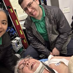Houston Methodist Emergency Care Center at Kirby - Otto and Carrina helping keep things light during a scary ride to Houston Methodist Hospital downtown.