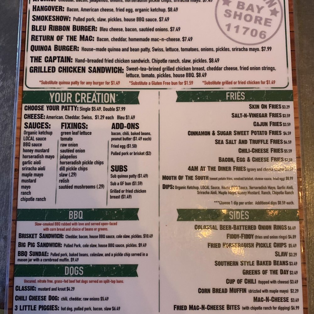 Local Burger - Reasonable nice menu. - Burgers Near Me - Bay Shore, New York Local Burger - Reasonable nice menu. - Burgers Near Me - Bay Shore, New York