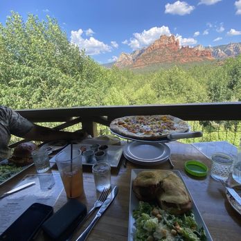 Hideaway House - Kickin' Chicken Baked Meatball Parm Roasted Peach & Caramelized Pancetta* pizza - Pizza Near Me - Sedona, Arizona Hideaway House - Kickin' Chicken Baked Meatball Parm Roasted Peach & Caramelized Pancetta* pizza - Pizza Near Me - Sedona, Arizona