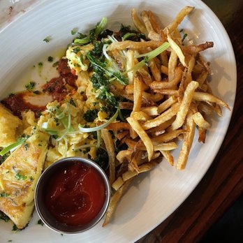 Moonshine 152 - Tommy G's Favorite "Gypsy Eggs" - swapped bacon for fries - New American Near Me - Boston, Massachusetts