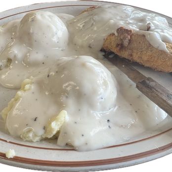 Lilly's Diner - Chicken fried steak with a double order of mashed potatoes and gravy. - Diners Near Me - Tulsa, Oklahoma Lilly's Diner - Chicken fried steak with a double order of mashed potatoes and gravy. - Diners Near Me - Tulsa, Oklahoma