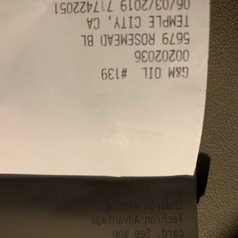 Chevron - Receipt - Gas Stations Near Me - Temple City, California