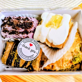 Cafe Velora - Ube chocolate baklava, lemon cream baklava, Dubai chocolate baklava, pistachio cream cheese baklava triangle - Cafes Near Me - San Francisco, California Cafe Velora - Ube chocolate baklava, lemon cream baklava, Dubai chocolate baklava, pistachio cream cheese baklava triangle - Cafes Near Me - San Francisco, California
