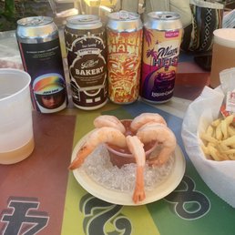 4 pack craft beers, shrimp cocktail from the pop-up vendor and live music. 4 pack craft beers, shrimp cocktail from the pop-up vendor and live music.