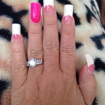 Q Nail & Spa - New pink & white set by Danny - Nail Salons Near Me - Corona, California