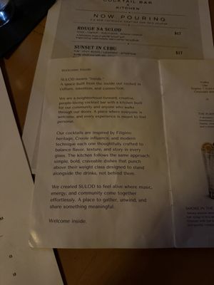 Menu photo 2 Sulod Speakeasy Washington, DC, DC Menu photo 2 Sulod Speakeasy Washington, DC, DC