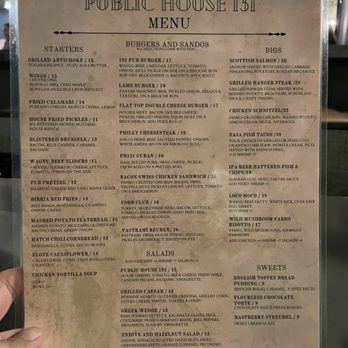 Public House 131 - Menu - Gastropubs Near Me - San Diego, California Public House 131 - Menu - Gastropubs Near Me - San Diego, California