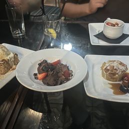 Desserts (Almond cake, Chocolate Dessert, Bread Pudding) Desserts (Almond cake, Chocolate Dessert, Bread Pudding)