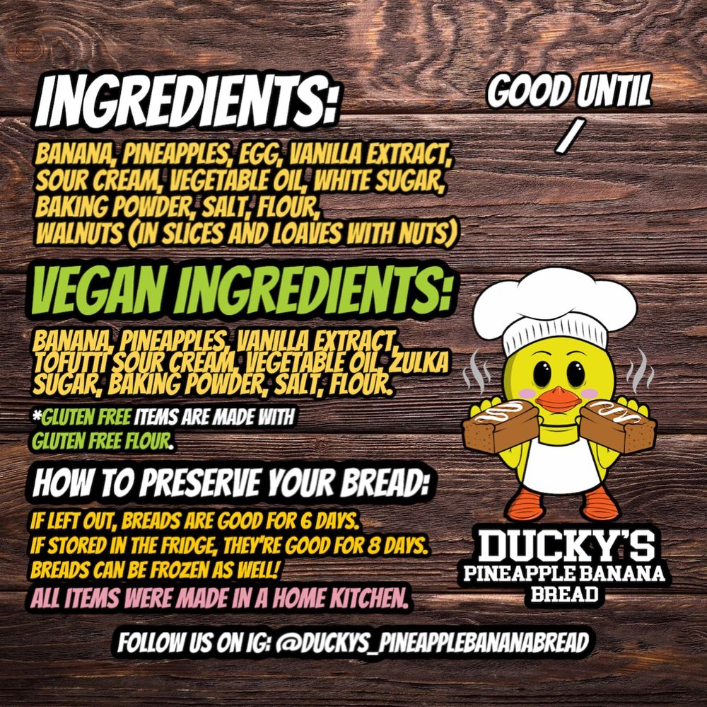 DUCKY’S PINEAPPLE BANANA BREAD Updated October 2024 Phoenix, Arizona Desserts Phone