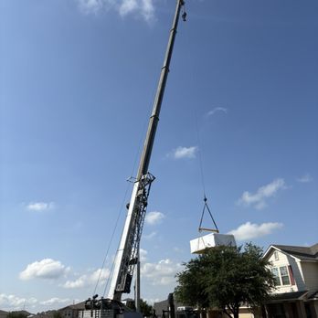 Sparta Crane and Drilling - Swim spa being flown from delivery flatbed to backyard. - Crane Services Near Me - Temple, Texas Sparta Crane and Drilling - Swim spa being flown from delivery flatbed to backyard. - Crane Services Near Me - Temple, Texas