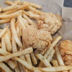 Luigi's Pizza And Pasta - Chicken and fries.  Give nuggets and extra crispy fries were perfect.