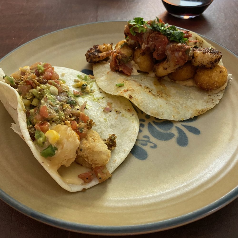 Beer Battered Cauliflower and the Shrimp and Grits - Take-out Beer Battered Cauliflower and the Shrimp and Grits - Take-out