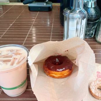 Dynamo Donut & Coffee - Iced Chai Latte; Buttermilk Chocolate Donut; Doggy Donut - Single - Coffee & Tea Near Me - San Francisco, California Dynamo Donut & Coffee - Iced Chai Latte; Buttermilk Chocolate Donut; Doggy Donut - Single - Coffee & Tea Near Me - San Francisco, California