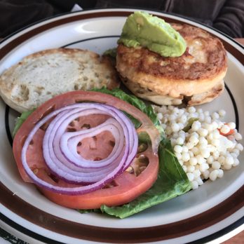 Once Upon a Table - Alaskan salmon burger on English muffin - American Near Me - Stockbridge, Massachusetts Once Upon a Table - Alaskan salmon burger on English muffin - American Near Me - Stockbridge, Massachusetts