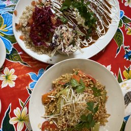 Three sister Enchiladas and Pad Thai bowl Three sister Enchiladas and Pad Thai bowl