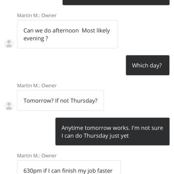 MM Custom Fencing - Message thread with "owner". Great business person who doesn't follow through on their commitments. - Fences & Gates Near Me MM Custom Fencing - Message thread with "owner". Great business person who doesn't follow through on their commitments. - Fences & Gates Near Me