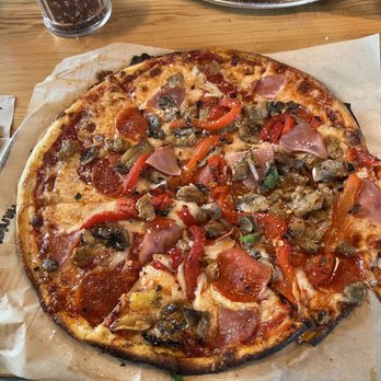 Blaze Pizza - For my pie I added pepperoni sausage and mushrooms. Thin crust but foldable. - Salad Near Me - Royal Palm Beach, Florida