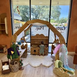 Kindred Play Collective - One of the wooden play areas, my toddler's favorite area was the kitchen!