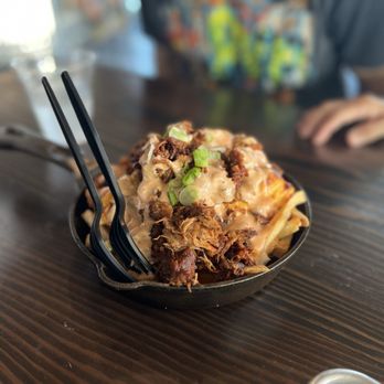 Left Coast Brewing - Loaded Fries with Pulled Pork - Distilleries Near Me - Ontario, California