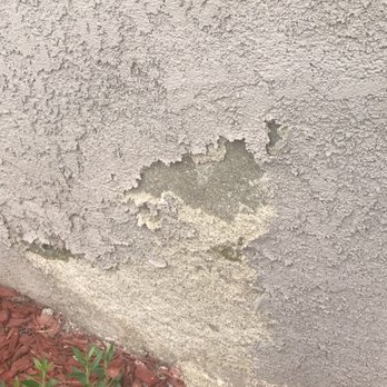 Steve's Ceilings and Drywall - Before: Stucco Wall Damaged By Sprinklers - Drywall Installation & Repair Near Me