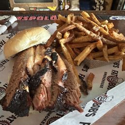Brisket Sandwich and fries