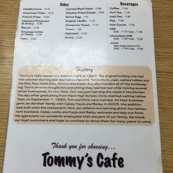 Tommy's Cafe - Menu - Cafes Near Me - Davenport, Iowa