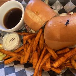 High Climber Room & the Logger - Prime Rib Dip sandwich