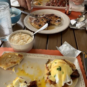 Blu Island Bistro - Eggs Benedict, blueberry pancake and corned beef hash - New American Near Me - Venice, Florida Blu Island Bistro - Eggs Benedict, blueberry pancake and corned beef hash - New American Near Me - Venice, Florida
