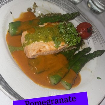 Copley's - The pomegranate balsamic glazed Scottish Salmon! So good! - New American Near Me - Palm Springs, California