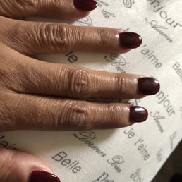 This is their excuse of an "Almond" shape. It's worse in person! Notice each nail has its own weird, ugly shape.