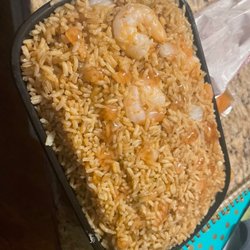 Hunan Wok - Large shrimp fried rice with duck sauce.