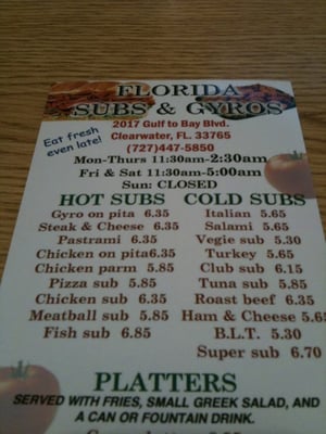 Menu photo 7 Florida Subs & Gyros Clearwater, FL Menu photo 7 Florida Subs & Gyros Clearwater, FL