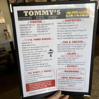 Tommy's Hamburgers - Menu (photo taken: July 13, 2024) - Burgers Near Me - Fort Worth, Texas