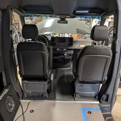 Clear Impressions Audio and Window Tinting - Along with the stereo we ran 12volt power to the back and 2 fans to circulate air in the cabin.   --23 Mercedes sprinter