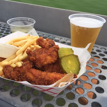 Eugene's Hot Chicken - Jumbo chicken finger with fries.. Mild heat - Food Trucks Near Me - Birmingham, Alabama Eugene's Hot Chicken - Jumbo chicken finger with fries.. Mild heat - Food Trucks Near Me - Birmingham, Alabama