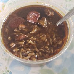 Incredibly delicious chicken and andouille sausage gumbo! Dark and rich!