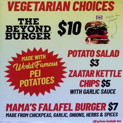 ZAX Burgers & Shakes - Vegetarian Choices