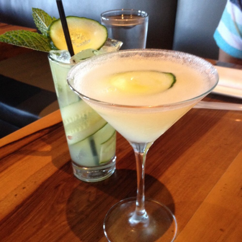 Morimoto Napa - Left: the mint cucumber margarita. Right: the casual encounter - Japanese Near Me - Napa, California