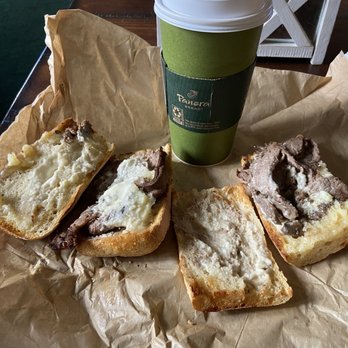 Panera Bread - Sad sandwich and an iced latte in a hot cup...for $17 - Salad Near Me - Downey, California