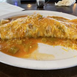 Breakfast burrito with sausage and green chili