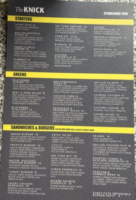 Menu photo 1 The Knick Milwaukee, WI Menu photo 1 The Knick Milwaukee, WI