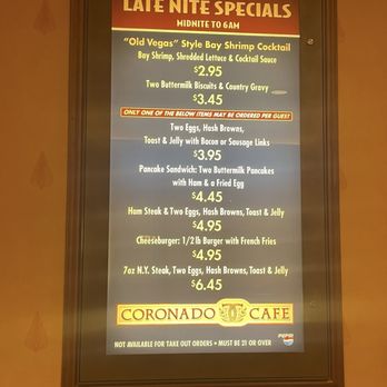 Coronado Cafe - Menu Specials around the casino - Diners Near Me - Las Vegas, Nevada Coronado Cafe - Menu Specials around the casino - Diners Near Me - Las Vegas, Nevada