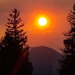 Orange tinted sun due to forest fire smoke
