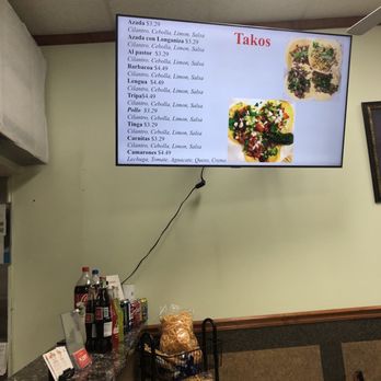 Takos - Inside. Menu on a display - Mexican Near Me - Naples, Florida Takos - Inside. Menu on a display - Mexican Near Me - Naples, Florida
