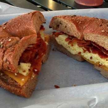 Noah's NY Bagels - BACON & CHEDDAR ON GOOD GRAIN BAGEL! - Bagels Near Me - El Segundo, California Noah's NY Bagels - BACON & CHEDDAR ON GOOD GRAIN BAGEL! - Bagels Near Me - El Segundo, California