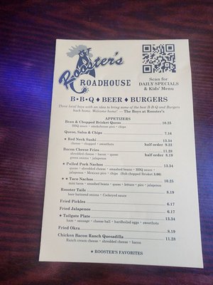Menu photo 1 Rooster's Roadhouse Denton, TX Menu photo 1 Rooster's Roadhouse Denton, TX