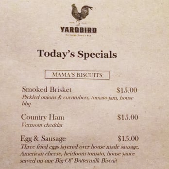 Yardbird - Specials (Saturday brunch 2015-07-18) - Southern Near Me - Las Vegas, Nevada Yardbird - Specials (Saturday brunch 2015-07-18) - Southern Near Me - Las Vegas, Nevada